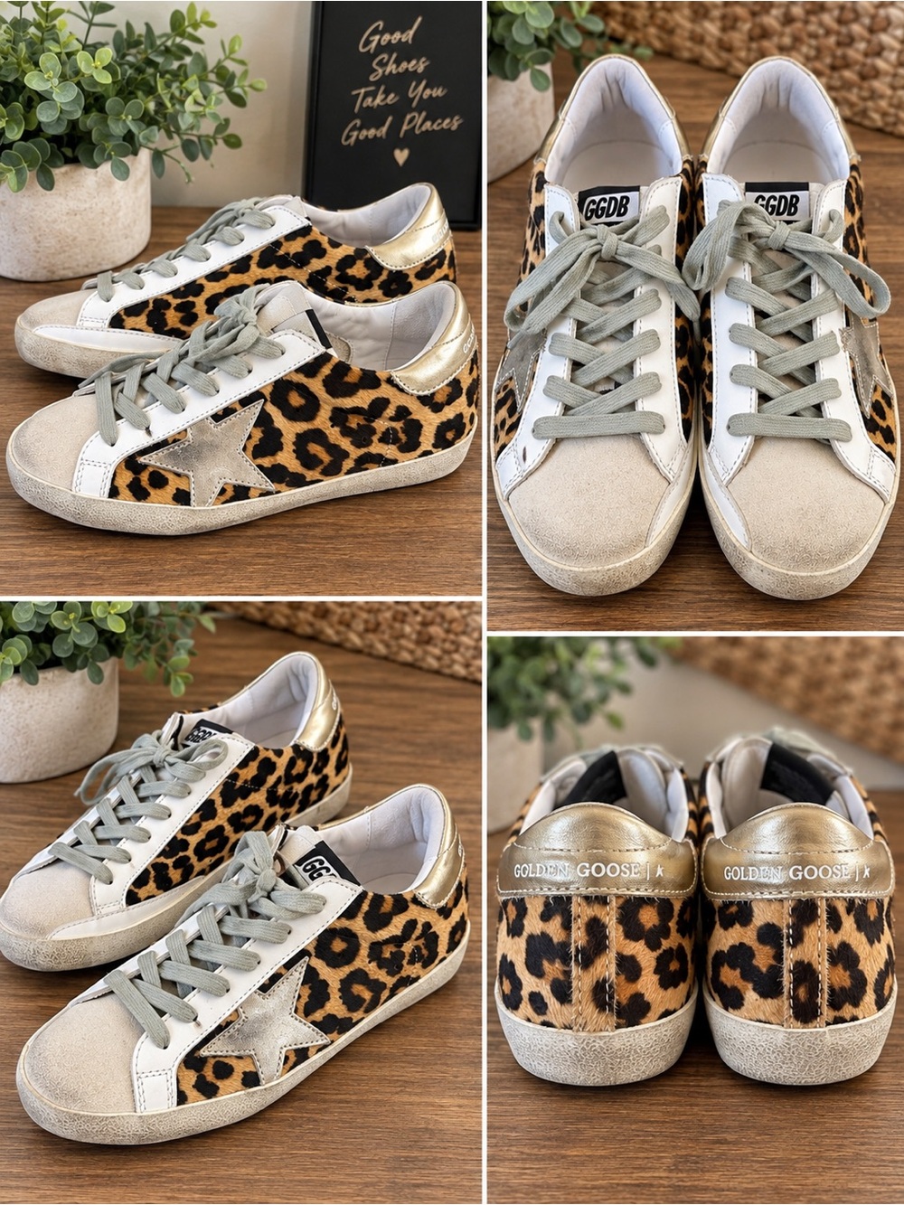 Golden Goose Leopard Print Superstar Sneakers - Gold, Tan & Black